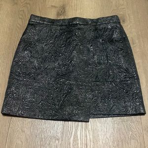 J. Crew Black Metallic Embossed Mini Skirt Size 2